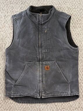 Carhartt Vest Gravel Gray Sandstone Sherpa Lined Mock Men's XL